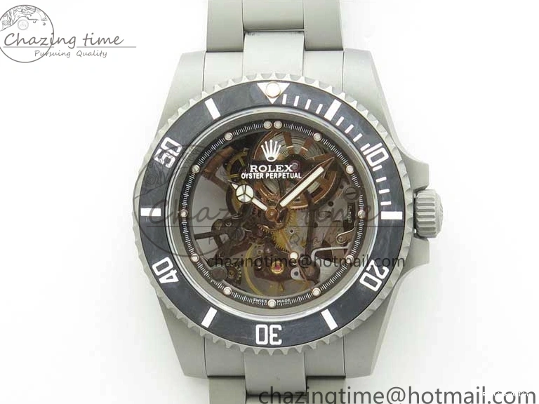 0522 Submariner 116610 Andrea Pirlo Sandblasted ROF Best Edition Carbon Bezel on Skeleton DIal SA TimelessDesign 2789